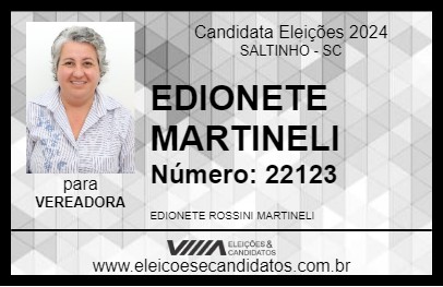 Candidato EDIONETE MARTINELI 2024 - SALTINHO - Eleições