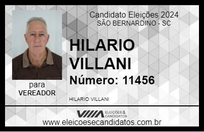 Candidato HILARIO VILLANI 2024 - SÃO BERNARDINO - Eleições