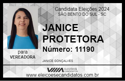 Candidato JANICE PROTETORA 2024 - SÃO BENTO DO SUL - Eleições