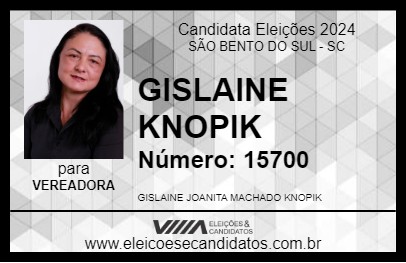 Candidato GISLAINE KNOPIK 2024 - SÃO BENTO DO SUL - Eleições