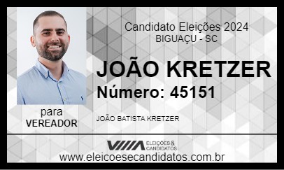 Candidato JOÃO KRETZER 2024 - BIGUAÇU - Eleições