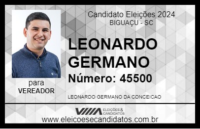 Candidato LEONARDO GERMANO 2024 - BIGUAÇU - Eleições