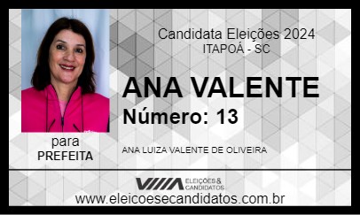 Candidato ANA VALENTE 2024 - ITAPOÁ - Eleições