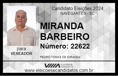 Candidato MIRANDA BARBEIRO 2024 - NAVEGANTES - Eleições