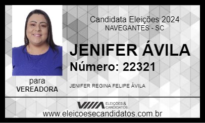 Candidato JENIFER ÁVILA  2024 - NAVEGANTES - Eleições