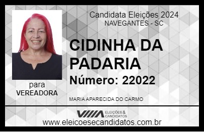 Candidato CIDINHA DA PADARIA 2024 - NAVEGANTES - Eleições