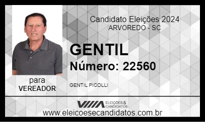 Candidato GENTIL 2024 - ARVOREDO - Eleições