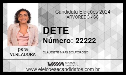 Candidato DETE 2024 - ARVOREDO - Eleições