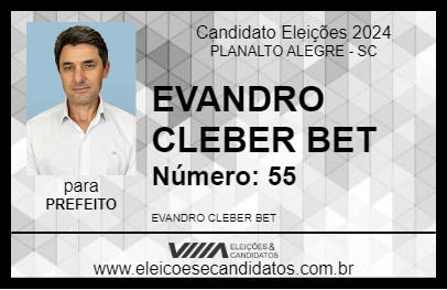 Candidato EVANDRO CLEBER BET 2024 - PLANALTO ALEGRE - Eleições