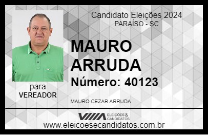 Candidato MAURO ARRUDA 2024 - PARAÍSO - Eleições