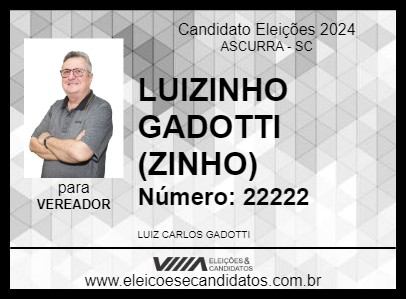 Candidato LUIZINHO GADOTTI (ZINHO) 2024 - ASCURRA - Eleições