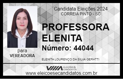 Candidato PROFESSORA ELENITA 2024 - CORREIA PINTO - Eleições