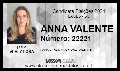 Candidato ANNA VALENTE 2024 - LAGES - Eleições