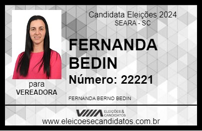 Candidato FERNANDA BEDIN 2024 - SEARA - Eleições