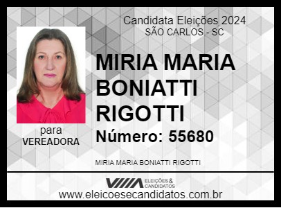 Candidato MIRIA MARIA BONIATTI RIGOTTI 2024 - SÃO CARLOS - Eleições