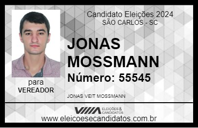 Candidato JONAS MOSSMANN 2024 - SÃO CARLOS - Eleições