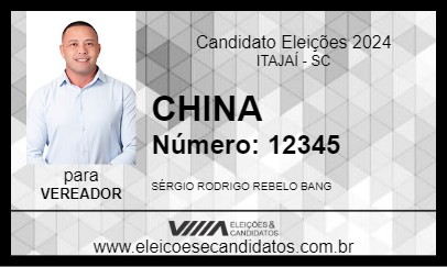 Candidato CHINA 2024 - ITAJAÍ - Eleições