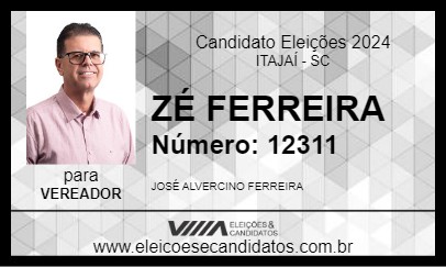 Candidato ZÉ FERREIRA 2024 - ITAJAÍ - Eleições