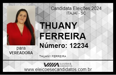 Candidato THUANY FERREIRA 2024 - ITAJAÍ - Eleições