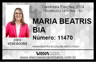 Candidato MARIA BEATRIS BIA 2024 - TROMBUDO CENTRAL - Eleições