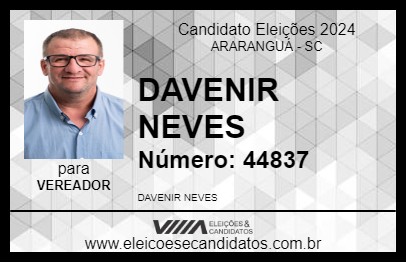 Candidato DAVENIR NEVES 2024 - ARARANGUÁ - Eleições