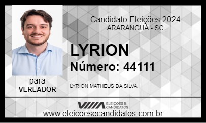 Candidato LYRION 2024 - ARARANGUÁ - Eleições