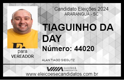 Candidato TIAGUINHO DA DAY 2024 - ARARANGUÁ - Eleições