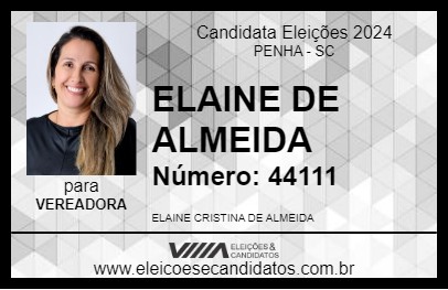 Candidato ELAINE DE ALMEIDA 2024 - PENHA - Eleições