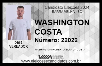 Candidato WASHINGTON COSTA 2024 - BARRA VELHA - Eleições