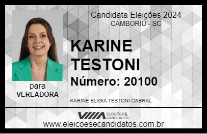 Candidato KARINE TESTONI 2024 - CAMBORIÚ - Eleições