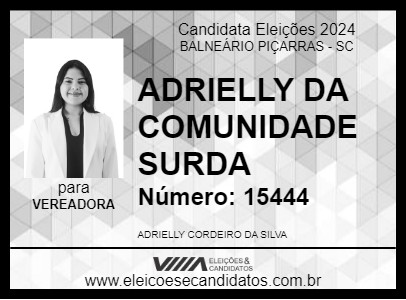 Candidato ADRIELLY DA COMUNIDADE SURDA 2024 - BALNEÁRIO PIÇARRAS - Eleições