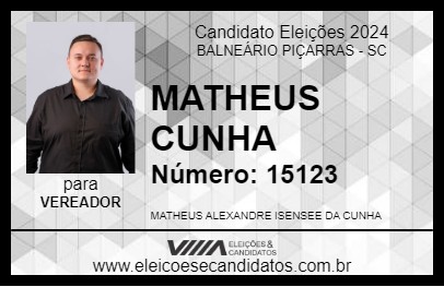 Candidato MATHEUS CUNHA 2024 - BALNEÁRIO PIÇARRAS - Eleições