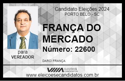 Candidato FRANÇA DO MERCADO 2024 - PORTO BELO - Eleições