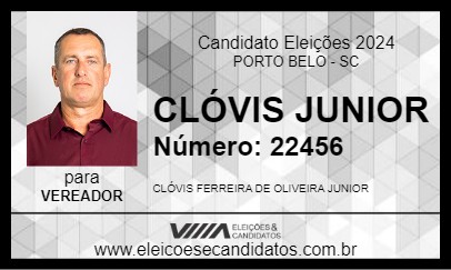 Candidato CLÓVIS JUNIOR 2024 - PORTO BELO - Eleições