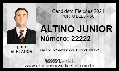 Candidato ALTINO JUNIOR  2024 - PORTO BELO - Eleições