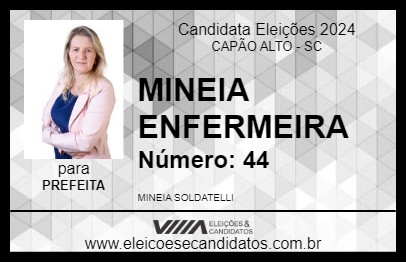 Candidato MINEIA ENFERMEIRA 2024 - CAPÃO ALTO - Eleições