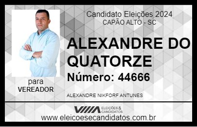 Candidato ALEXANDRE DO QUATORZE 2024 - CAPÃO ALTO - Eleições