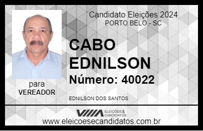 Candidato CABO EDNILSON 2024 - PORTO BELO - Eleições