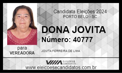 Candidato DONA JOVITA 2024 - PORTO BELO - Eleições