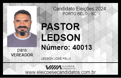 Candidato PASTOR LEDSON 2024 - PORTO BELO - Eleições