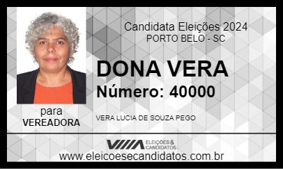 Candidato DONA VERA 2024 - PORTO BELO - Eleições