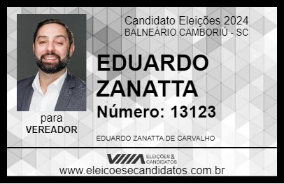 Candidato EDUARDO ZANATTA 2024 - BALNEÁRIO CAMBORIÚ - Eleições