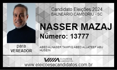 Candidato NASSER MAZAJ 2024 - BALNEÁRIO CAMBORIÚ - Eleições