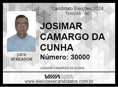 Candidato JOSIMAR CAMARGO DA CUNHA 2024 - TIJUCAS - Eleições