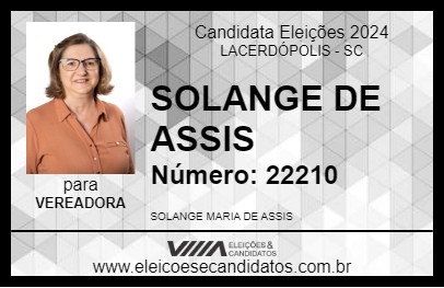 Candidato SOLANGE DE ASSIS 2024 - LACERDÓPOLIS - Eleições