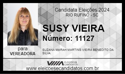 Candidato SUSY VIEIRA 2024 - RIO RUFINO - Eleições