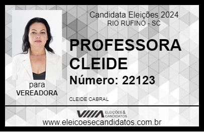 Candidato PROFESSORA CLEIDE 2024 - RIO RUFINO - Eleições