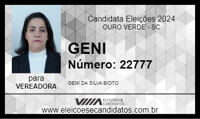 Candidato GENI 2024 - OURO VERDE - Eleições