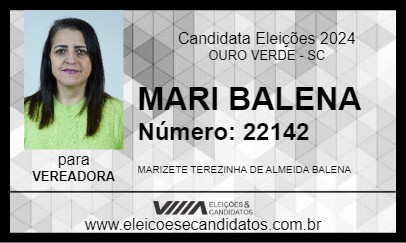 Candidato MARI BALENA 2024 - OURO VERDE - Eleições