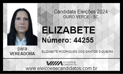 Candidato ELIZABETE 2024 - OURO VERDE - Eleições